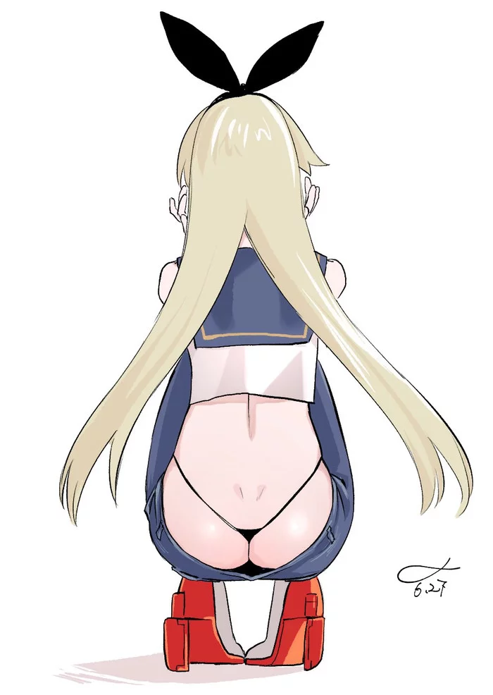 Stern - NSFW, Kantai collection, Anime, Anime art, Shimakaze, Thong, Pantsu, Booty