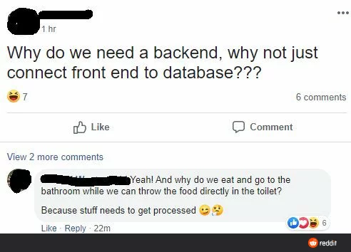 Frontend and backend - Reddit, IT, Humor, IT humor, Backend, Comparison, Frontend, Screenshot