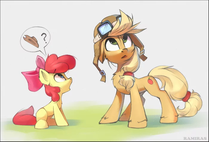 I bought Jock a hat, and it was just right for her - My little pony, PonyArt, Applejack, Applebloom, Pony Life, Ramiras