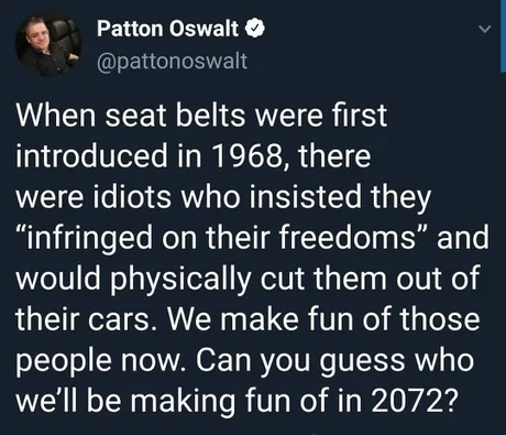 This infringes on my rights! - Twitter, Screenshot, Translated by myself, Infringement of rights, Safety belt, Idiocy, 1968, 9GAG