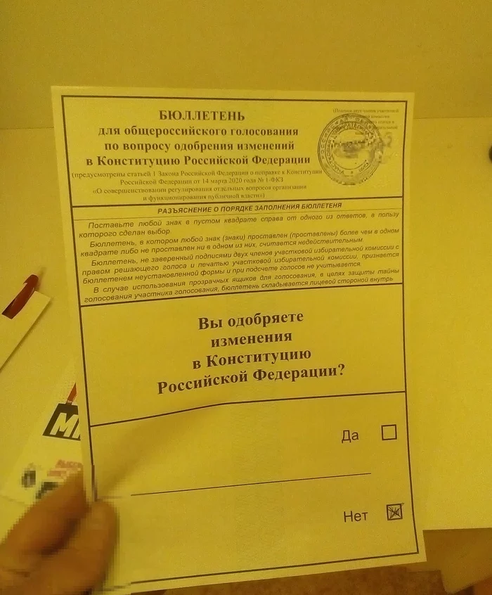 Мой голос - Моё, Поправки, Конституция, Обнуление, Против, Голосование, Бюллетень, Политика