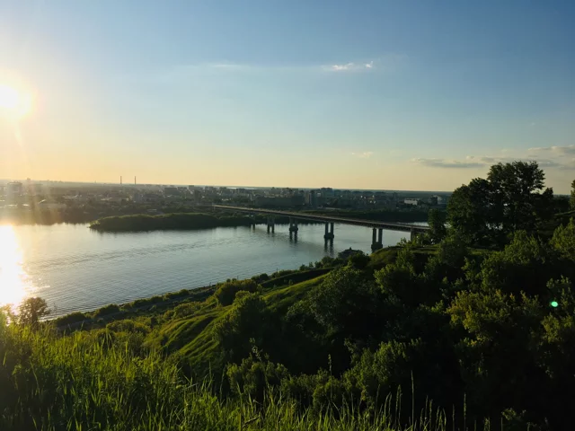 И снова ННовгород, и снова откос... - Моё, Фотография, Мобильная фотография, Пейзаж, Мост, Природа, Река