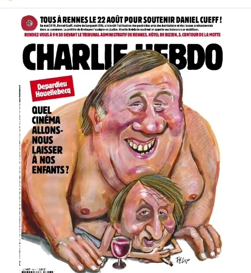 Charlie Hebdo never ceases to amaze - NSFW, Gerard Depardieu, Charlie hebdo, Caricature, Houellebecq