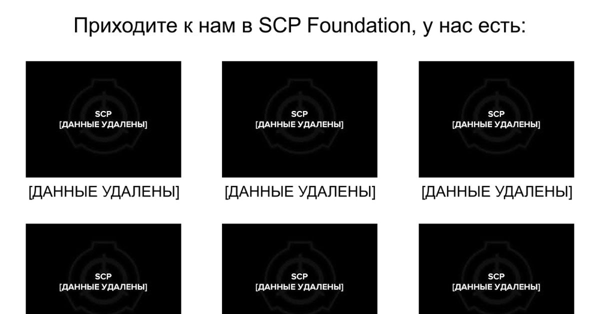 У нас есть. Данные удалены SCP. Данные удалены. Фонд SCP данные удалены.