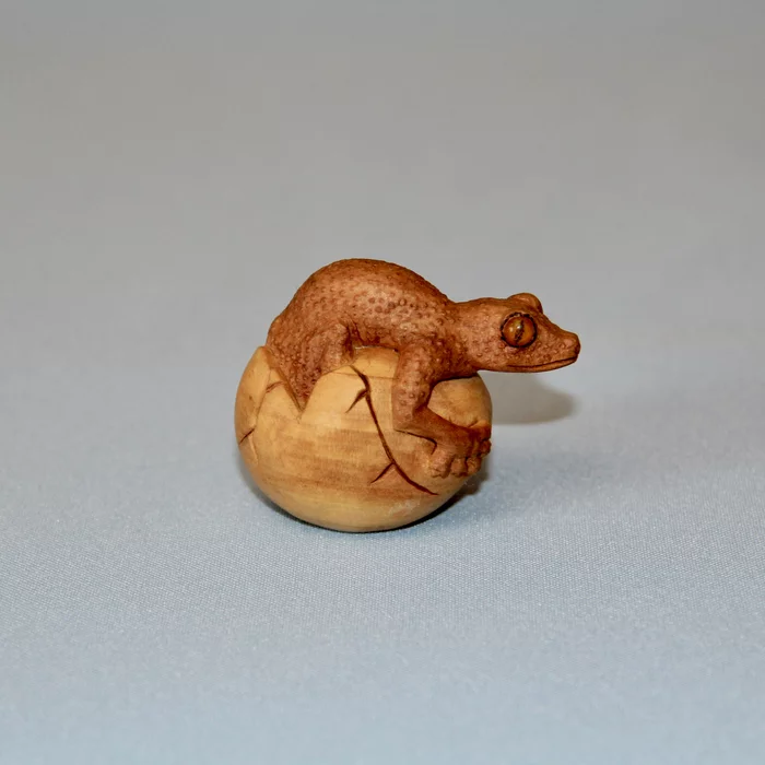 Netsuke #38 Lizard - My, Netsuke, Wood carving, Thread, Miniature, Needlework without process, Longpost