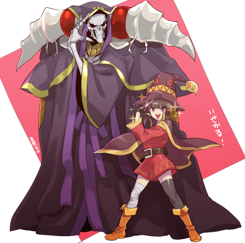 Ainz and crossover - Tanya Degurechaff, Overlord, Lina Inverse, Ainz ooal gown, Crossover, Megumin, Anime, Anime art, Longpost, Slayers, Konosuba, Youjo senki