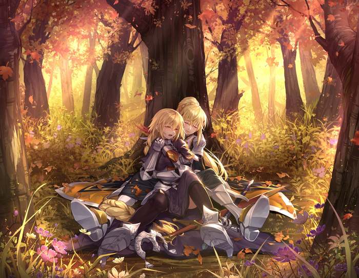 Autumn Embrace - Jeanne darc, Fate, Darkness, Konosuba, Crossover, Anime art, Anime