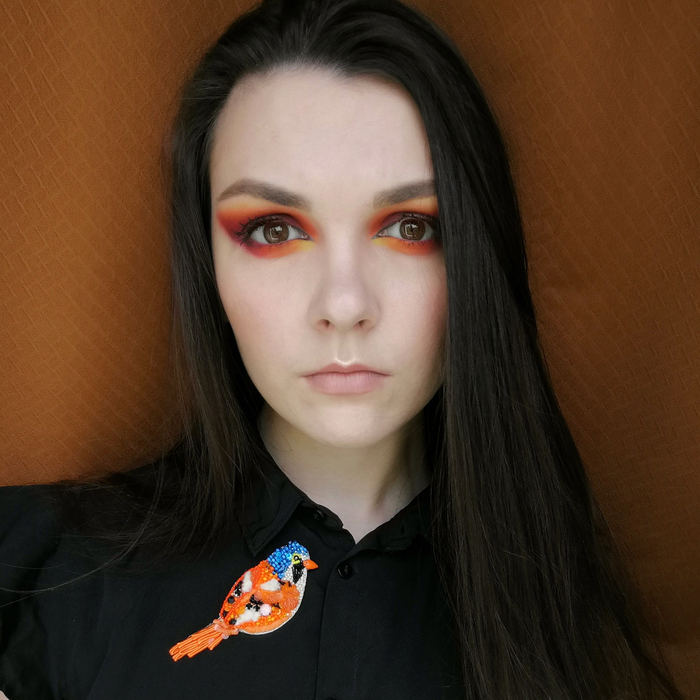 Брошь "Усатая синица" | Пикабу