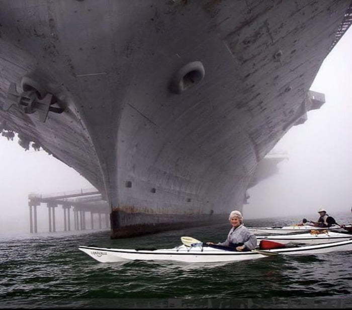 He looks kind of unkindly - Aircraft carrier, Kayak