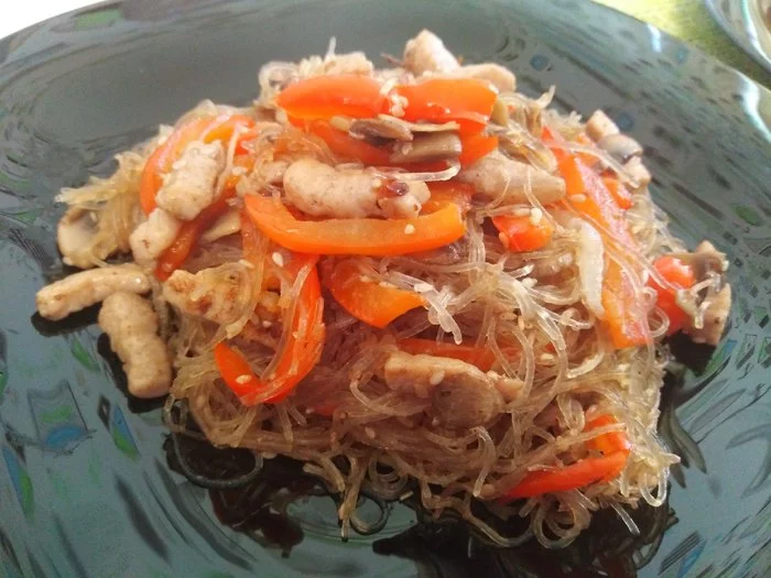 Glass noodles again... Wok with pork - My, Recipe, Food, Wok, Cooking, Funchosa, Wok, Longpost