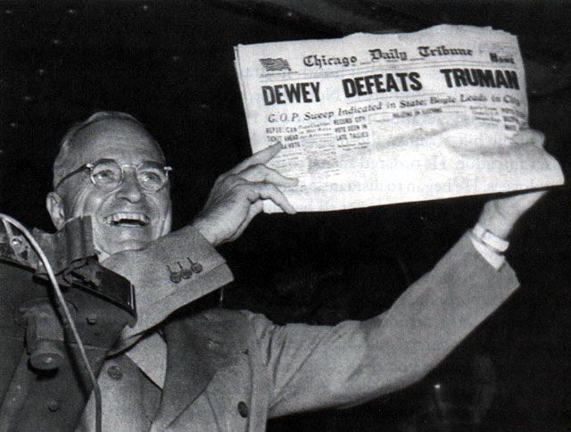 Dewey defeated Truman - Truman, Elections, USA, Newspapers, Black and white photo, 1948