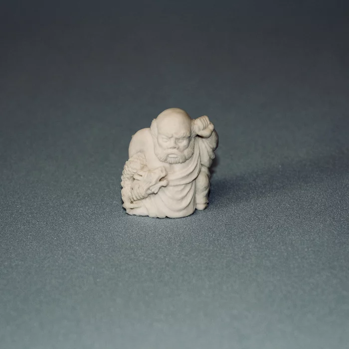 Netsuke #39 God Susanoo - My, Netsuke, Thread, Miniature, Bone carving, Longpost, Needlework without process