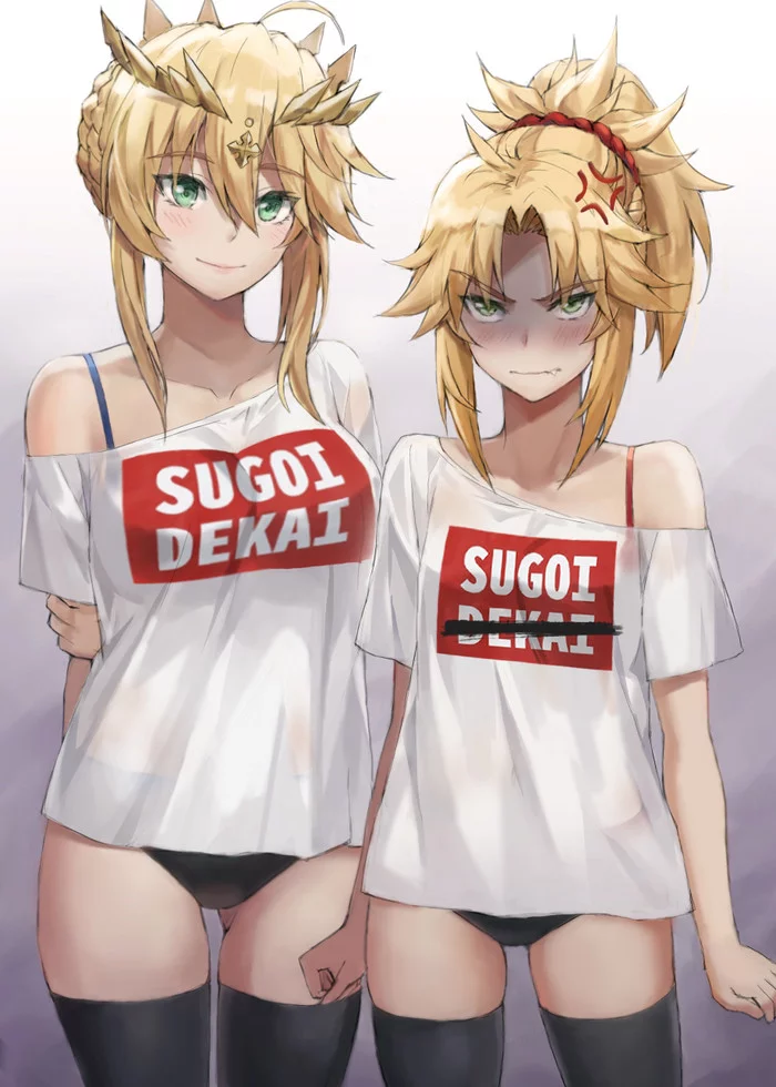 Dekai and not so dekai but still sugoi - Fate, Fate Grand Order, Fate Apocrypha, Artoria Pendragon, Mordred, Аниме, Anime Art, Sugoi Dekai