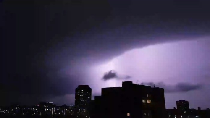 Glow after lightning strike - My, Lightning, Thunderstorm, Oddities, Explosion, Zelenograd, GIF, Video, Longpost