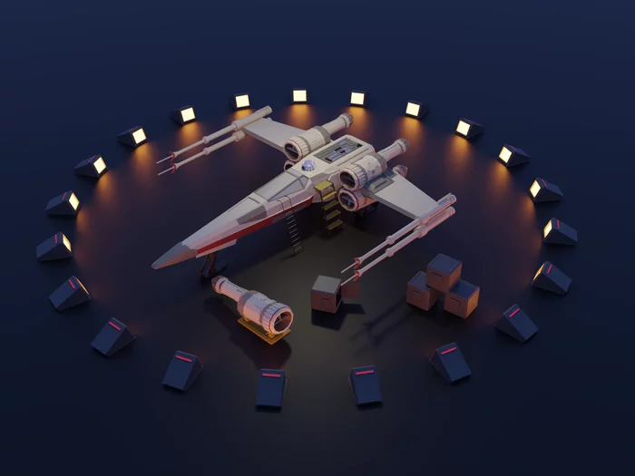 X-wing по таймлапс-туториалу) - Blender, Star Wars, x-Wing, Длиннопост