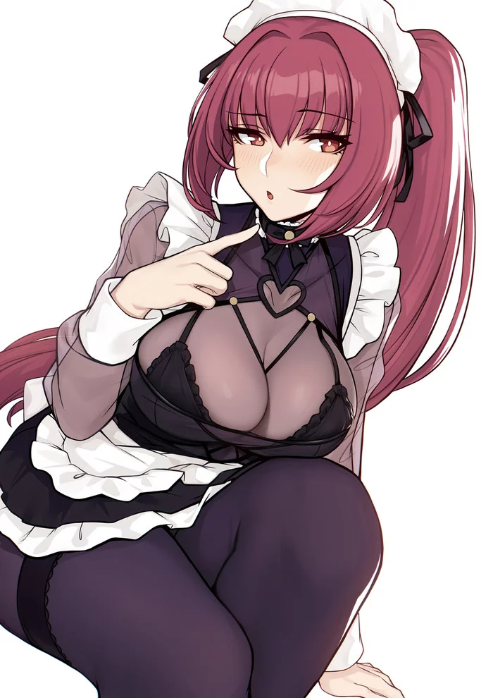 Scathach Meido - NSFW, Fate, Fate grand order, Scathach, Anime, Anime art, Housemaid, Boobs