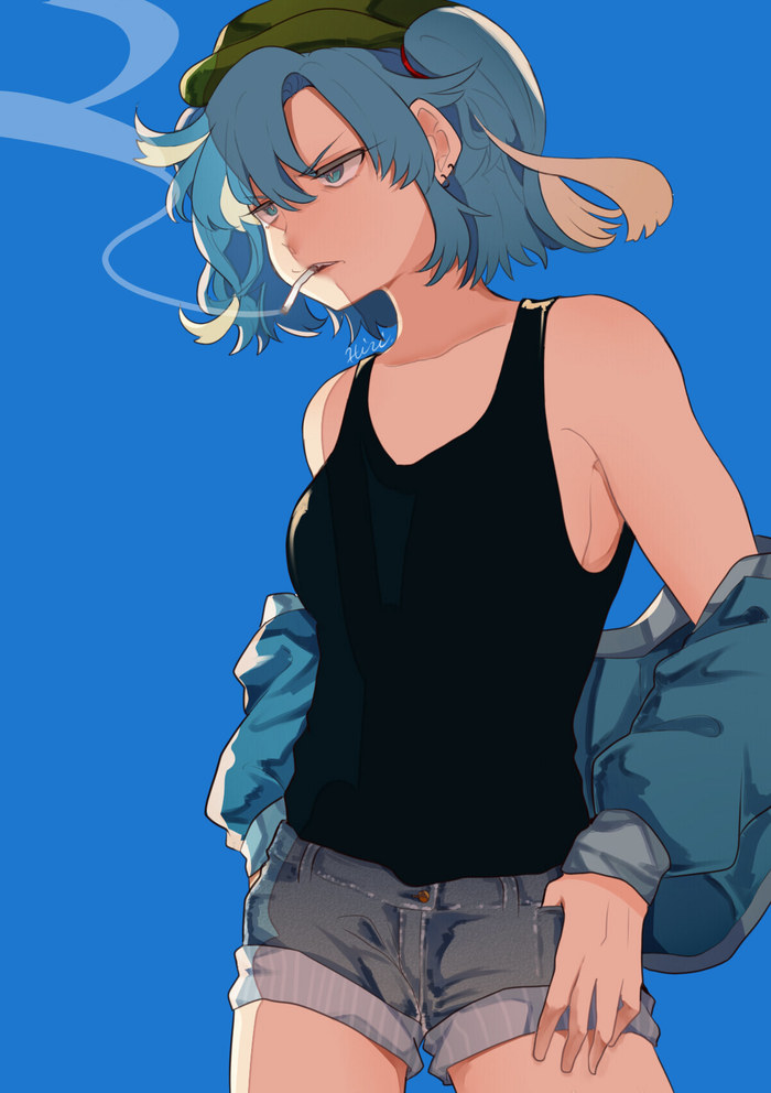    , Anime Art, Touhou, Kawashiro Nitori, Komano Aunn, 