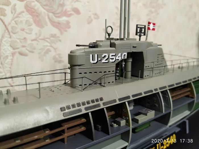 Model submarine XXI U2540 from Revell, scale 1:144 - Revell, Modeling, Prefabricated model, Scale model, Stand modeling, Ship modeling, Longpost