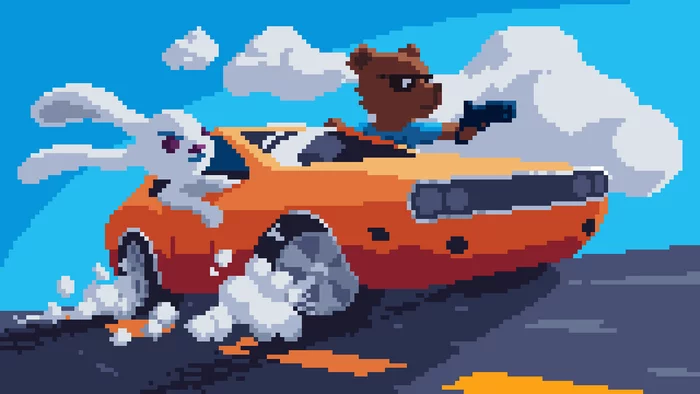 Screenshot, I'll make a game like this next year - My, Car, Animals, Anthro, Pixel Art