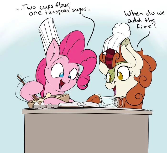 Two cups of flour, a spoonful of sugar... - My little pony, PonyArt, Pinkie pie, Autumn blaze, MLP Kirin, Rocket-Lawnchair