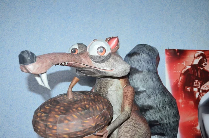 Scrat саблезубая крысобелка - Моё, Papercraft, Скрэт, Мультфильмы, Своими руками, Бумажный моделизм, Ледниковый период, Длиннопост, Рукоделие с процессом, Ледниковый период (мультфильм)