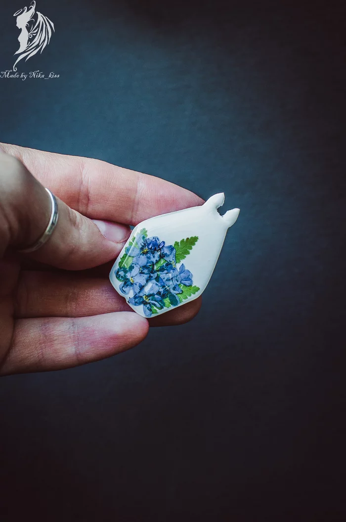 Forget-me-nots in epoxy resin - My, Handmade, Epoxy resin, Bijouterie, Needlework without process, Forget-me-nots, Nika_kiss, Longpost