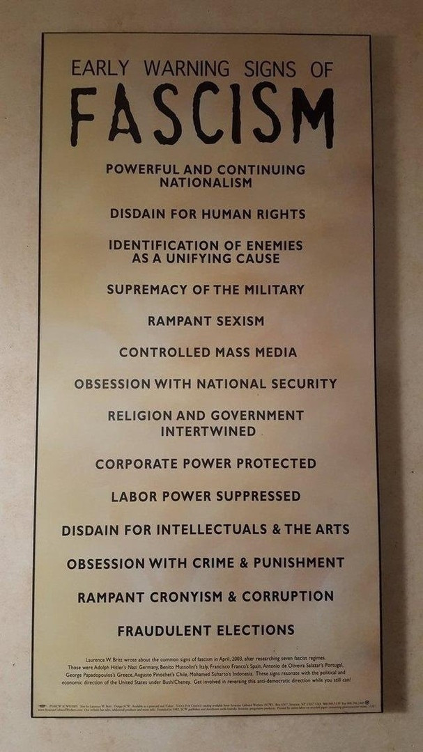 EARLY SIGNS OF FASCISM (poster from the American Holocaust Museum) - Poster, Fascism, Exhibit, Images, The photo, Politics