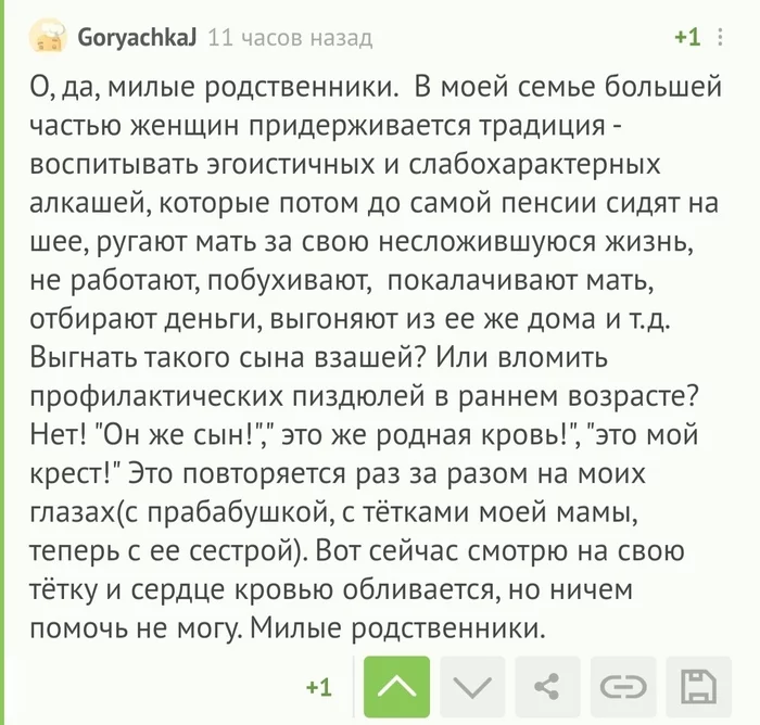 Это же родная кровь! И не *бет, что он долба*б - Родственники, Дети, Родители, Комментарии на Пикабу, Скриншот