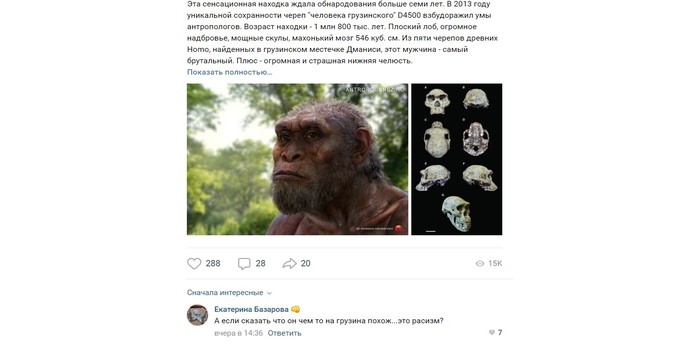 Racism? - Anthropogenesis, Georgians, Racism, Comments, Screenshot