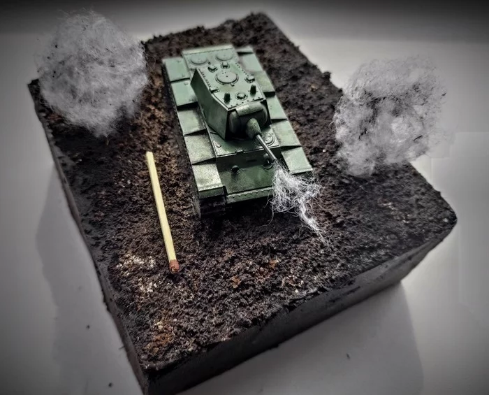 Diorama Indestructible KV -1 1/100 - My, Diorama, Stand modeling, KV-1, Tanks, The Great Patriotic War, Video, Longpost