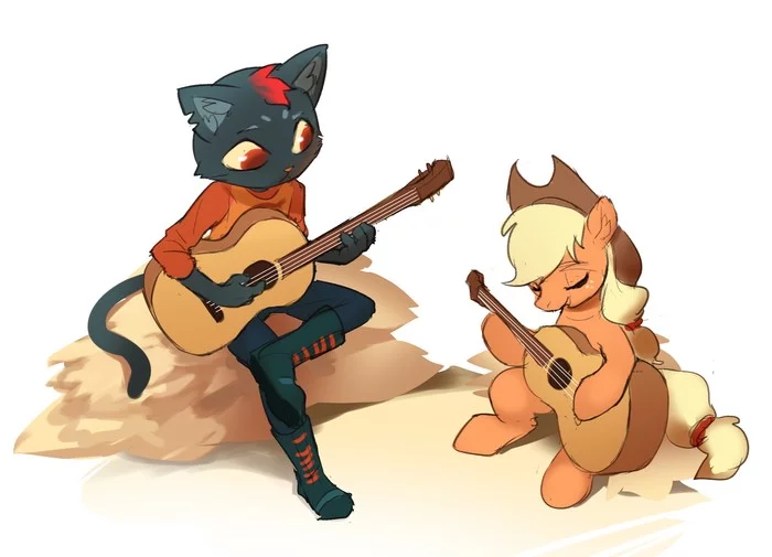 Night In The Barn - My little pony, Applejack, Crossover, Night in the Woods, Mae borowski