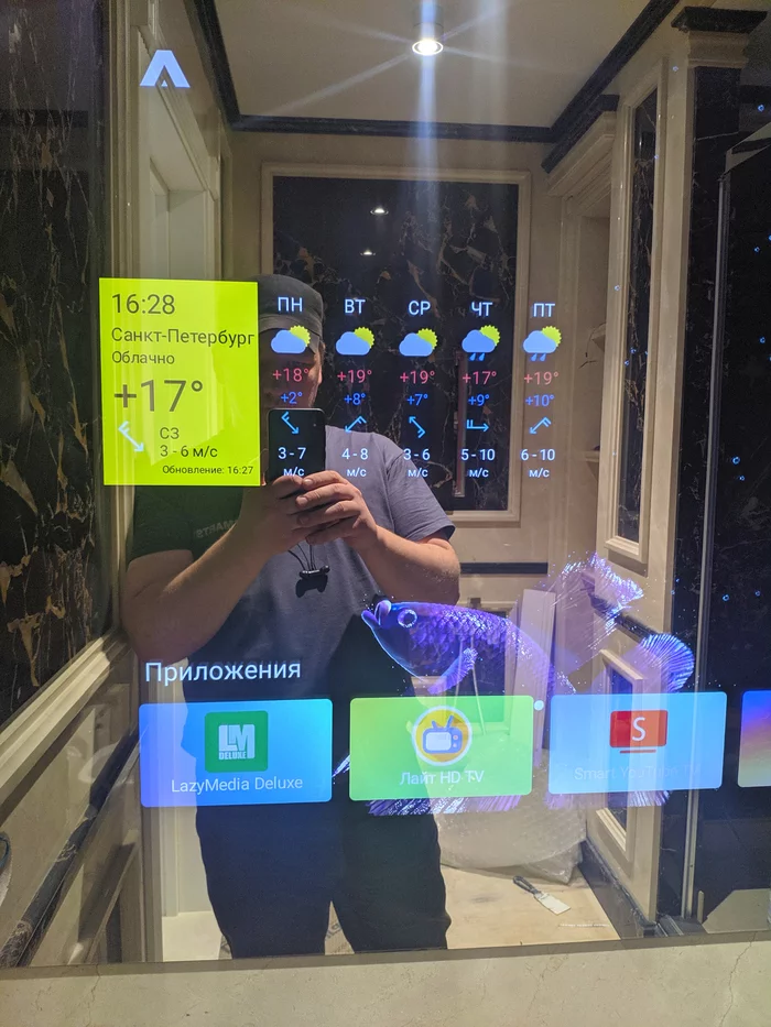 Волшебное смарт зеркало в ванной - это шедевр! - Моё, Smart mirror, Смарт-Зеркало, Сенсорное стекло, Умный дом, Android, Инновации, Будущее наступило, Видео, Длиннопост