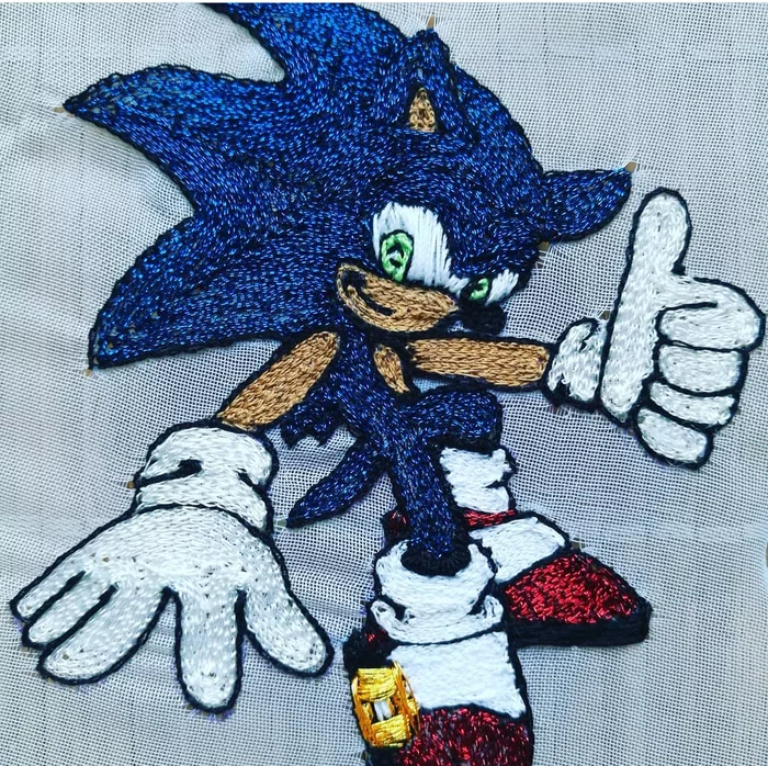 Sonic - My, Handmade, Needlework without process, Sonic the hedgehog, Longpost