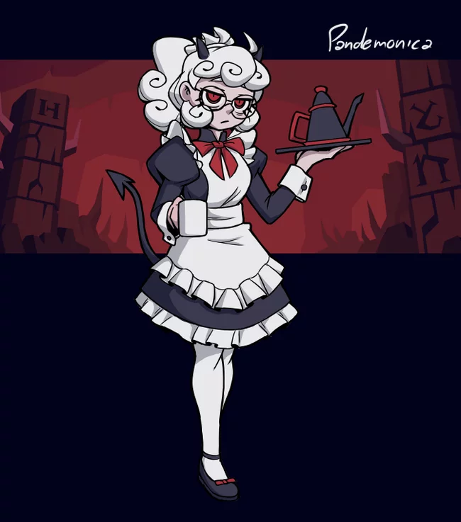 MaidTaker (bonus in comments) - Helltaker, Housemaid, Pandemonica, Modeus, Cerberus, Lucifer, Malina, Justice, Longpost, Beelzebub