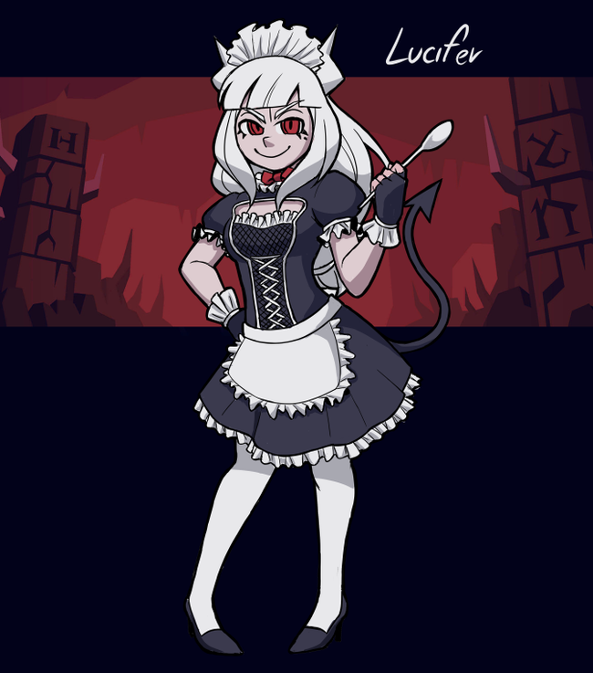 MaidTaker (bonus in comments) - Helltaker, Housemaid, Pandemonica, Modeus, Cerberus, Lucifer, Malina, Justice, Longpost, Beelzebub