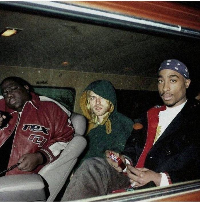 Fake but cool photo of Biggie Smalls, Kurt Cobain and 2Pac - Biggie, Kurt Cobain, Tupac shakur