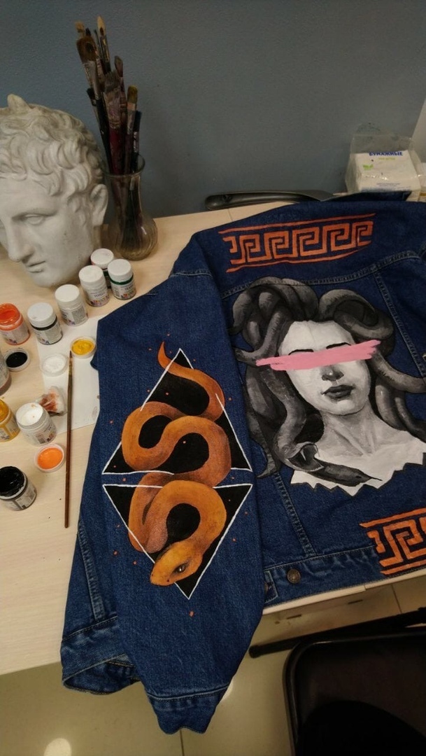 Hand painted denim jackets with acrylic paints - My, Painting on fabric, Artist, Art, Handmade, Painting, Longpost, Needlework without process