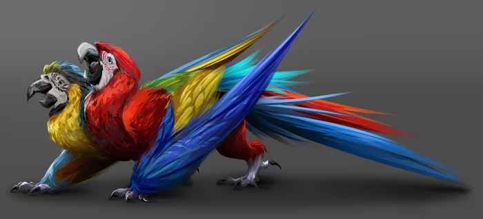 Successful Unsuccessful Experiment - My, A parrot, Macaw parrots, Art, Digital, Sketch, Digital drawing, Drawing, Drawing on a tablet