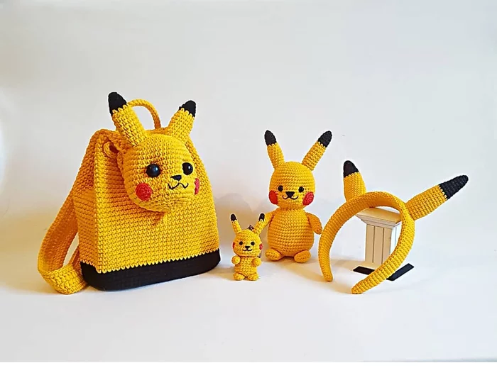 There's no such thing as too much Pikachu! - My, Pokemon, Pikachu-Girl, Pikachu, Crochet, Needlework, Knitted toys, Backpack, Longpost, Needlework without process