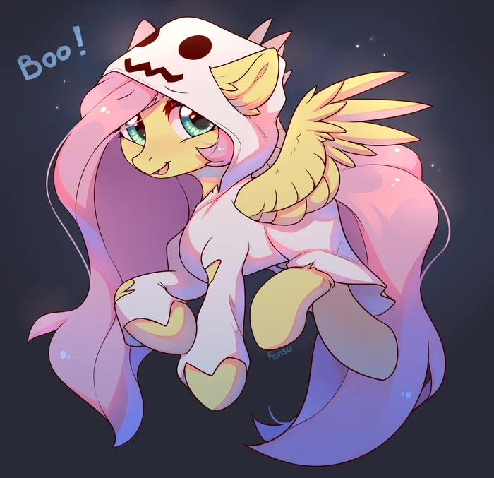 Spooky Scary Ghost - My little pony, PonyArt, Fluttershy, Fensu-San