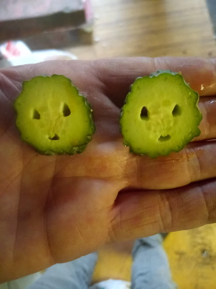 To the salad? Where is it? - My, Cucumbers, Pareidolia