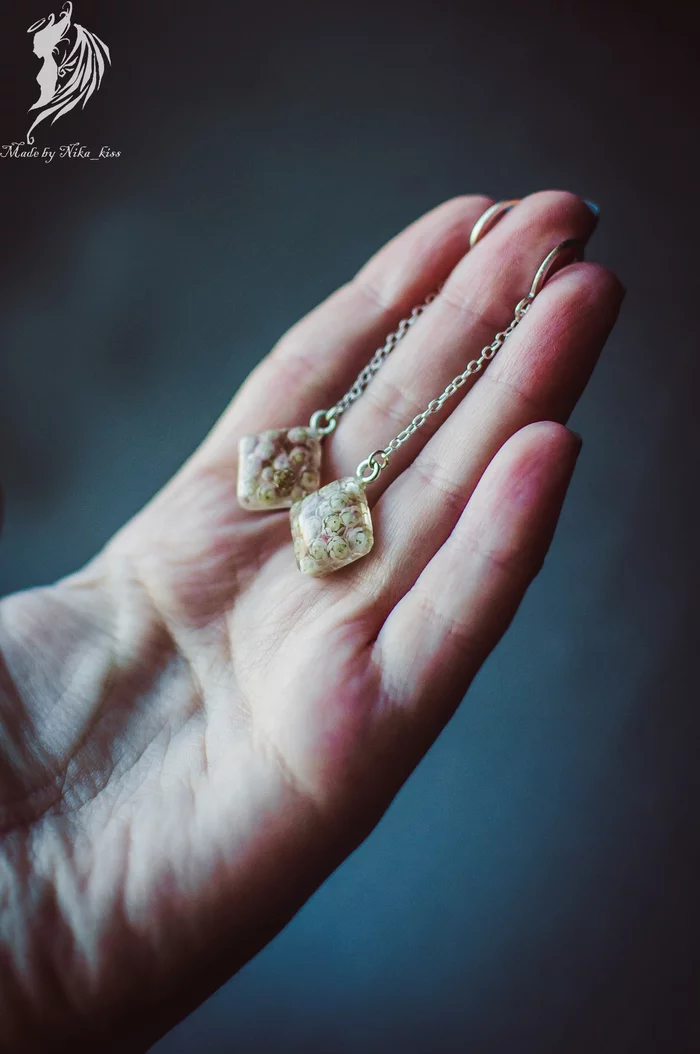 Handmade jewelry with fresh flowers - My, Handmade, Epoxy resin, Flowers, Needlework without process, Nika_kiss, Longpost, Bijouterie