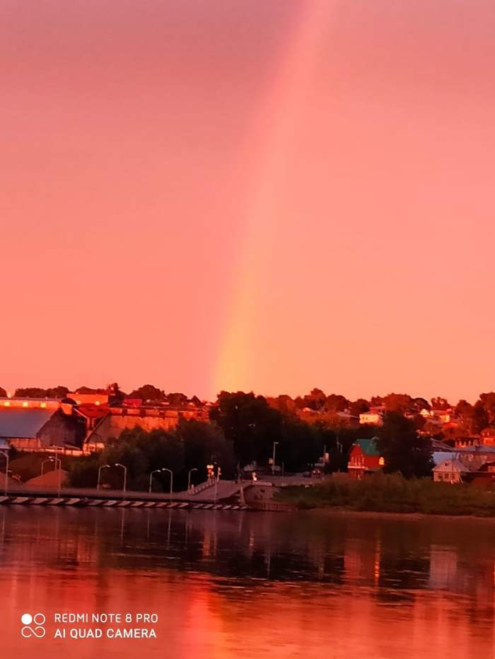 City on the river - Sunset, Rainbow, Birsk, Belaya River, Longpost