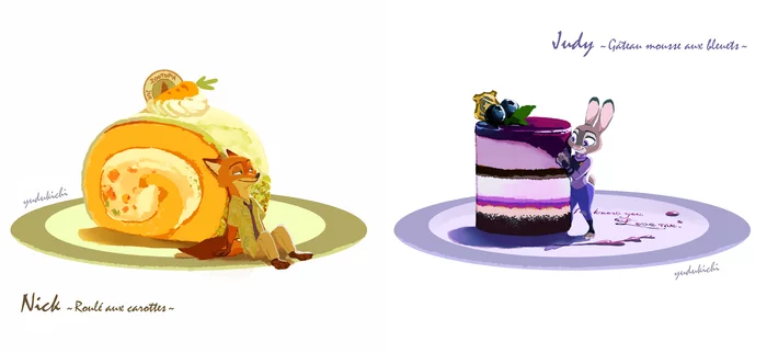 Goodies - Zootopia, Nick wilde, Judy hopps, Dessert, Yummy, Art