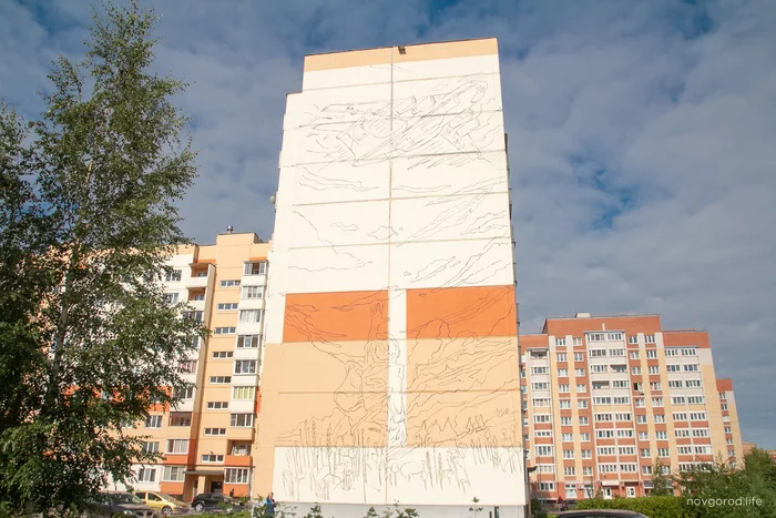 Continuation of the post “In Veliky Novgorod, the facades were decorated with huge drawings” - My, Velikiy Novgorod, Urbanism, Mural, The photo, Reply to post