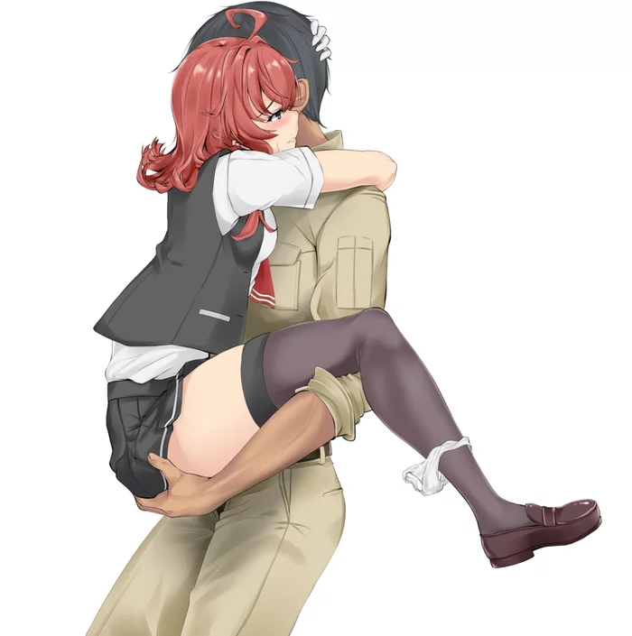 Hugs with Arashi - NSFW, Kantai collection, Anime, Anime art, Arashi, Teitoku, Etty, Pantsu