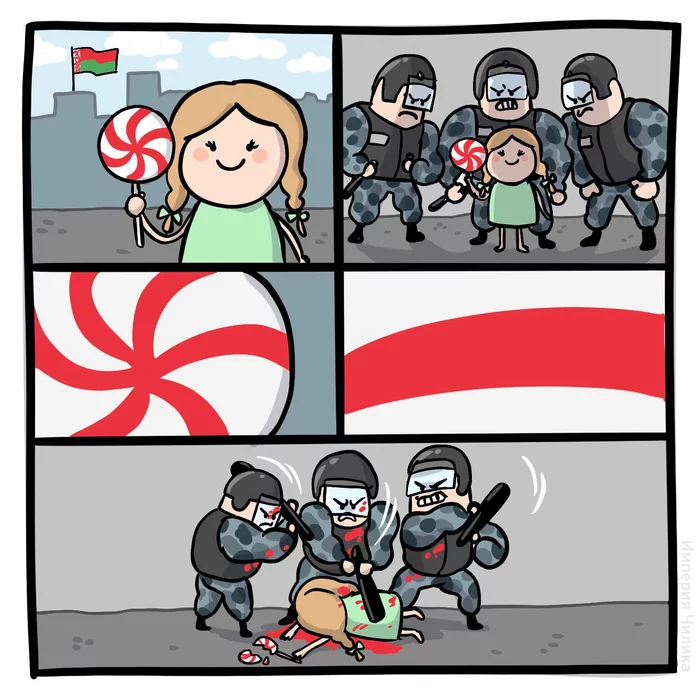 Lollipop as a symbol of protest - Comics, Republic of Belarus, Politics, Chilik, Lollipop, Negative, Protests in Belarus, Flag