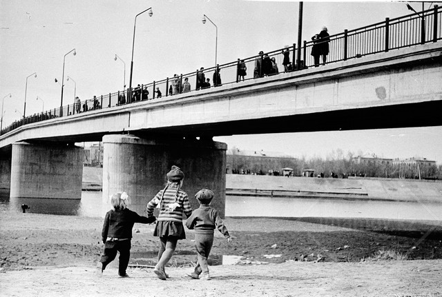 A park. Bridge over Ishim. Fishing. May 2, 1965, Tselinograd, Kazakhstan. USSR - My, Tselinograd, Astana, Nur-Sultan, Kazakhstan, Imams, Longpost, the USSR, Story