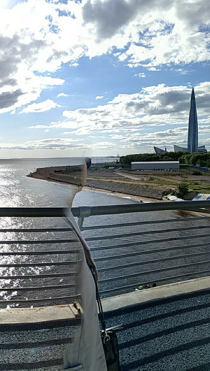 Dissolve in St. Petersburg - My, Saint Petersburg, Yacht Bridge, Lakhta, The Gulf of Finland, Photo on sneaker, Панорама, Distortion