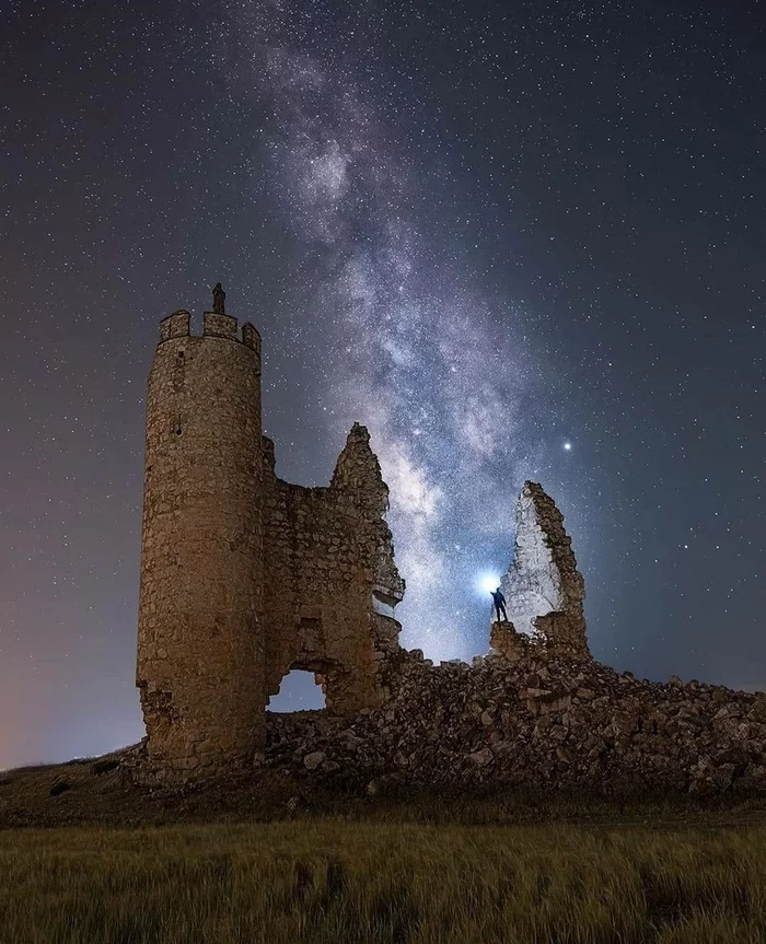 Abandoned castle. Spain - Castle ruins, Starry sky